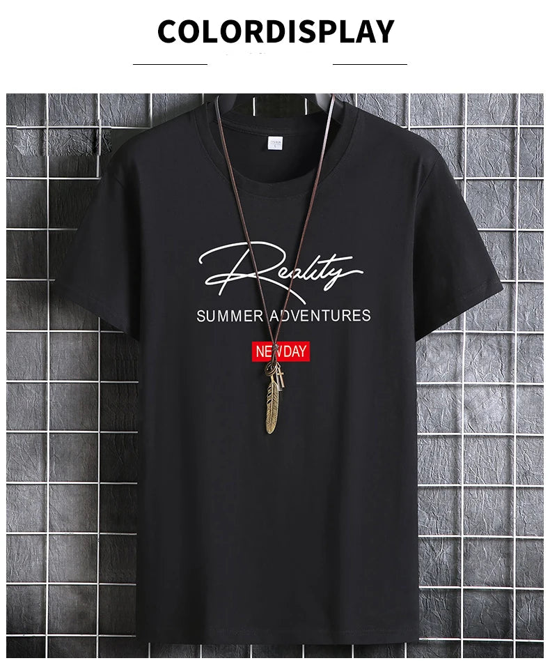 Camisetas masculinas 2024 Masculino Verão Algodão Manga Curta Moda Bottoming Tops Em Torno Do Pescoço Branco Tee Camiseta Oversized Roupas Masculinas