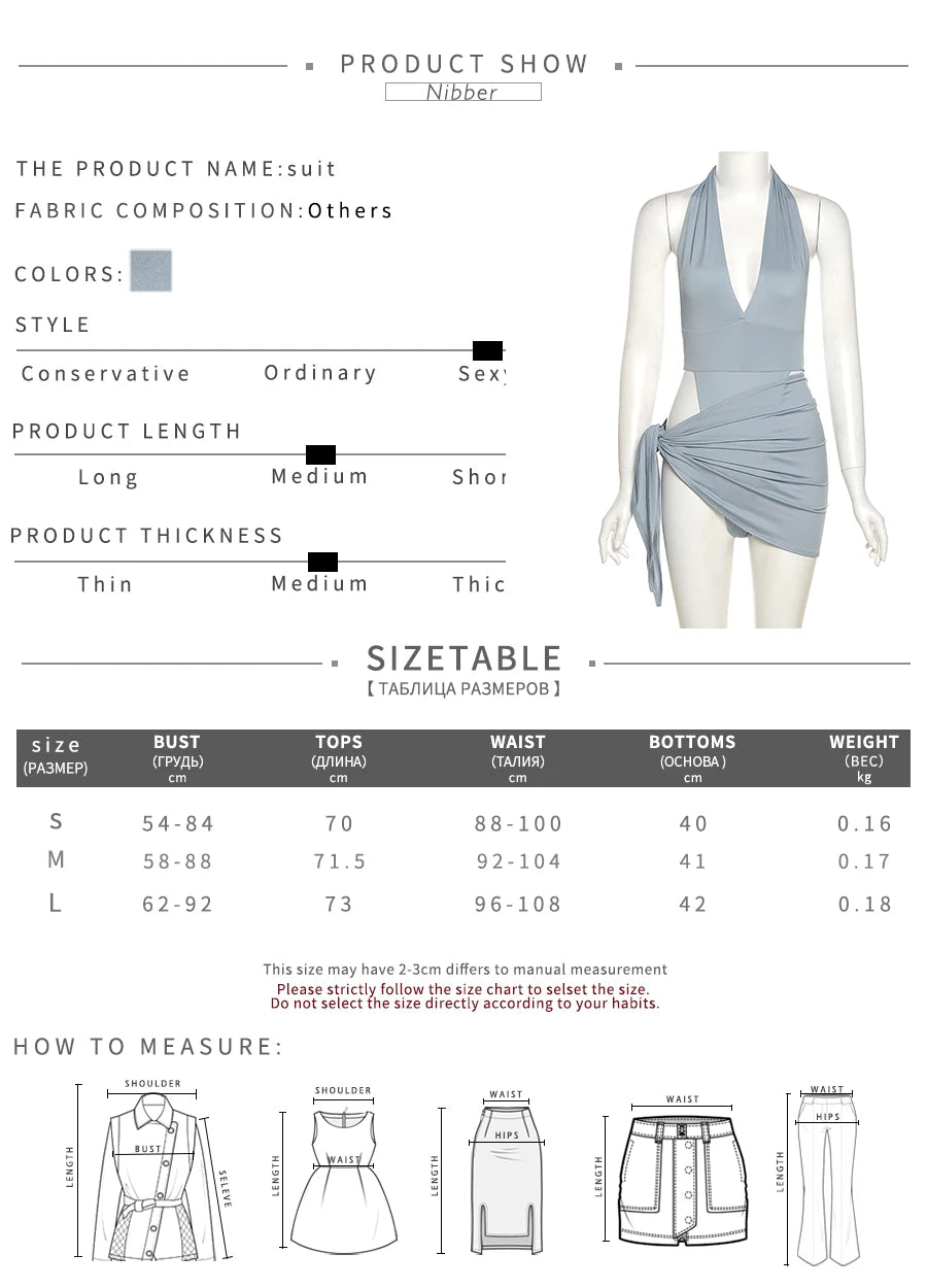 Nibber Sexy Beach Vacation Wear Basic Bikini Bodysuit Saias 2 Conjuntos de Duas Peças Para Roupas Femininas Ternos Maiô Feminino 2024