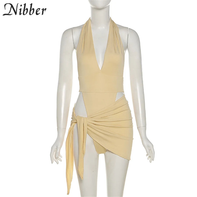 Nibber Sexy Beach Vacation Wear Basic Bikini Bodysuit Saias 2 Conjuntos de Duas Peças Para Roupas Femininas Ternos Maiô Feminino 2024
