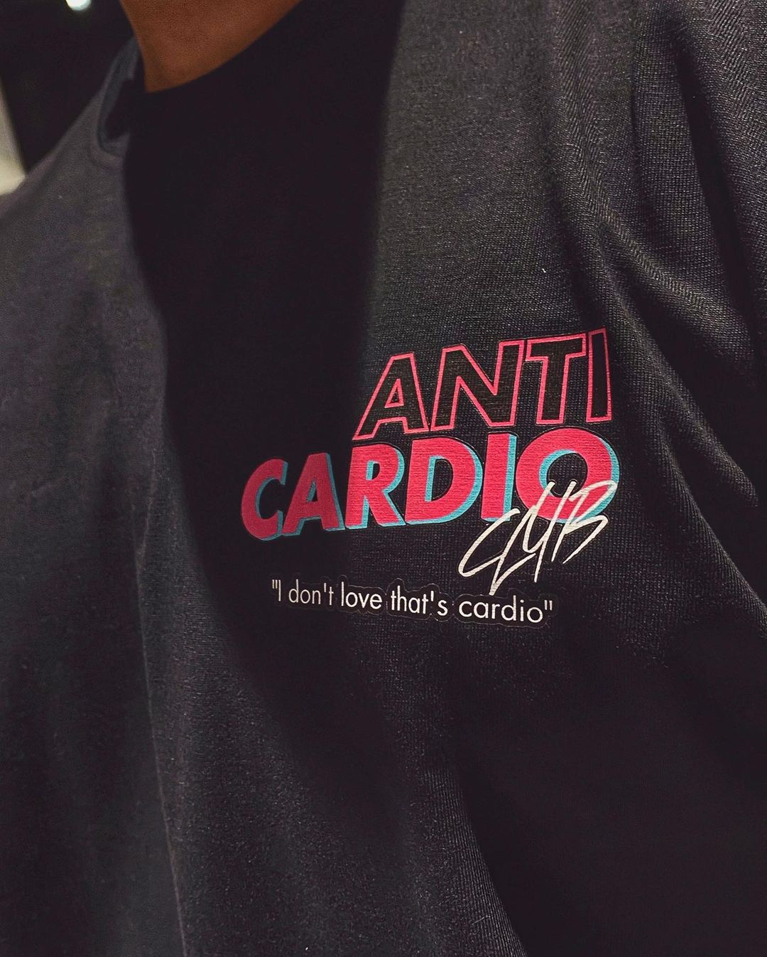 ANTI CARDIO Casual Oversized short sleeves cotton t shirt Gym Fitness Male Training Workout Cotton Tees Top New Fashion Clothes