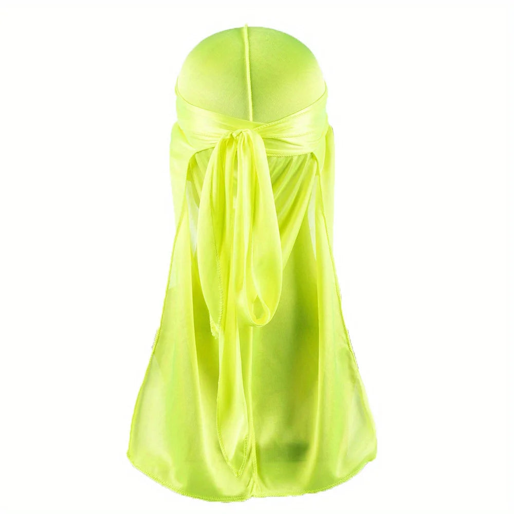 Boné de Seda Durag para Homens Bandana Silky DuRag Doo Rag Long Tail Waves Cap