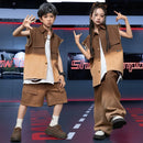 Verão Denim Crianças Roupas de Dança Hip Hop Trajes 4 Meninas Meninos Jazz Dança Desgaste Salão de Baile Camiseta Calças Shorts Dança Roupa de Palco