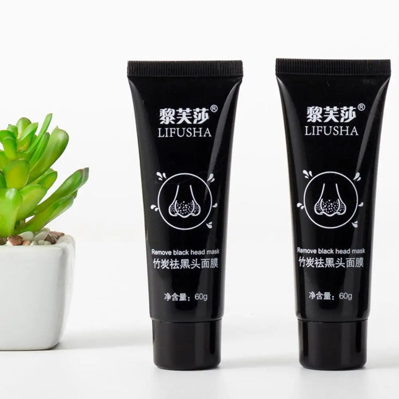 Máscara Facial de Lama com Carvão Vegetal de Bambu 60g, Carbono Ativo, Limpeza Profunda, Purificante, Remove Cravos, Removedor de Cravos de Morango