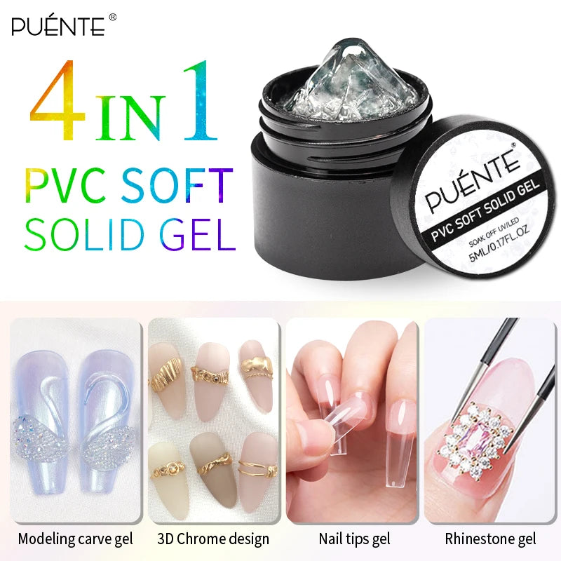 Esmalte em Gel Autonivelante 15ML Livre de Hema Gel Transparente Rígido Extensão de Unhas Modelagem 3D Cola para Strass Removedor de Verniz UV