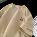 Hefty Walfr Checks Estilo Japonês Ins Camiseta de Manga Curta para Homens Primavera Verão Juventude Oversize Gola Redonda Meia Manga