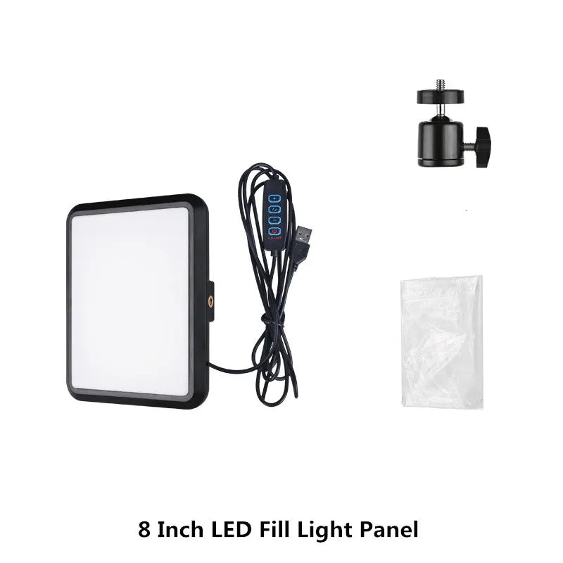 Luz de Videoconferência LED para Fotografia, Luz de Preenchimento Dimmable para Estúdio de Fotografia, Lâmpada de Preenchimento para Transmissão ao Vivo no Tiktok e Youtube