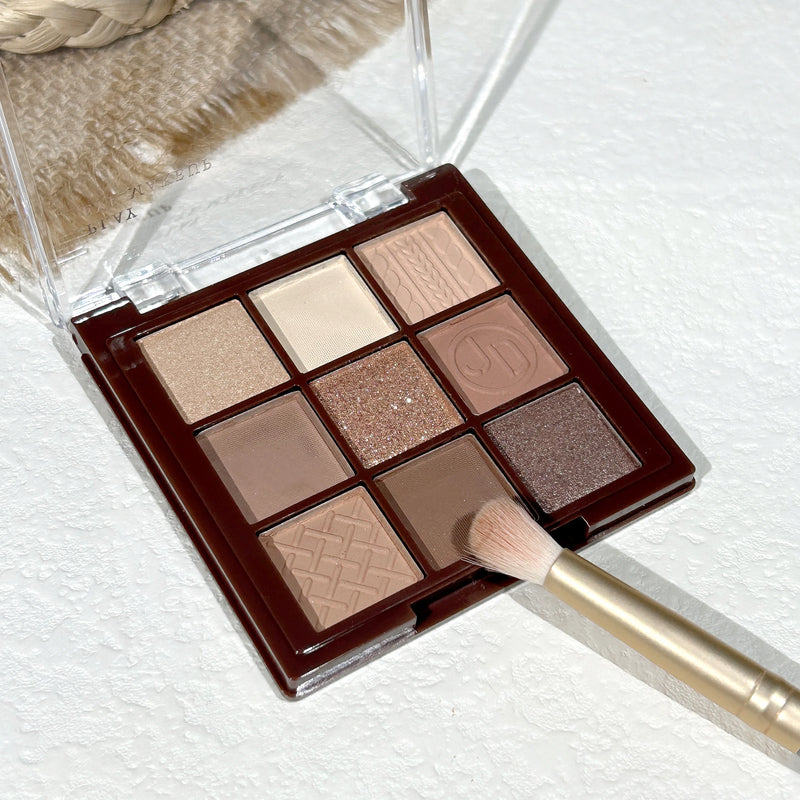 Paleta de Sombras Chocolate Marrom Terra Quente - 9 Tons Matte Laranja Marrom Pérola Glitter Iluminador de Longa Duração
