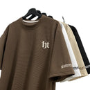 Hefty Walfr Checks Estilo Japonês Ins Camiseta de Manga Curta para Homens Primavera Verão Juventude Oversize Gola Redonda Meia Manga