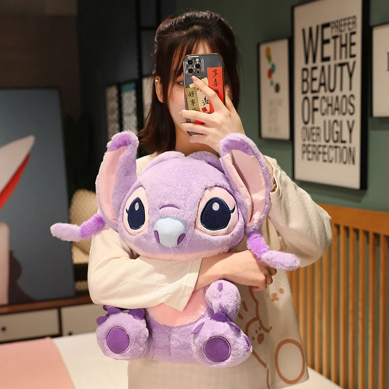 Miniso Kawaii Disney Lilo & Stitch Brinquedo de Pelúcia Kawaii Soft Blue Purple Elf Disney Lilo & Stitch Boneco de Pelúcia Anime Filme Presente de Natal