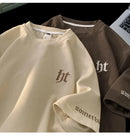 Hefty Walfr Checks Estilo Japonês Ins Camiseta de Manga Curta para Homens Primavera Verão Juventude Oversize Gola Redonda Meia Manga