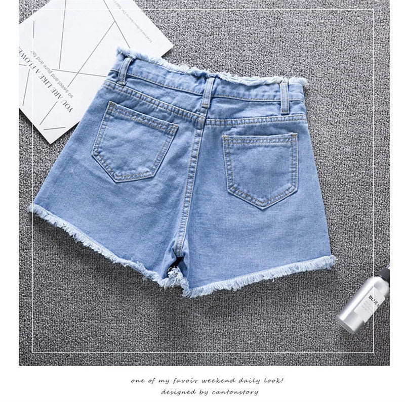 2023 Verão Mulher High Haist Jeans Shorts Moda Ásperas Denim Calças Curtas Colegial Calças Casuais Azul Preto Branco Jeans