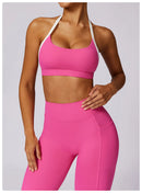 2 Peças Mulheres Treino Conjunto de Ioga Treino Sportswear Roupas de Ginástica Fitness Manga Comprida Crop Top Leggings de Cintura Alta Ternos Esportivos