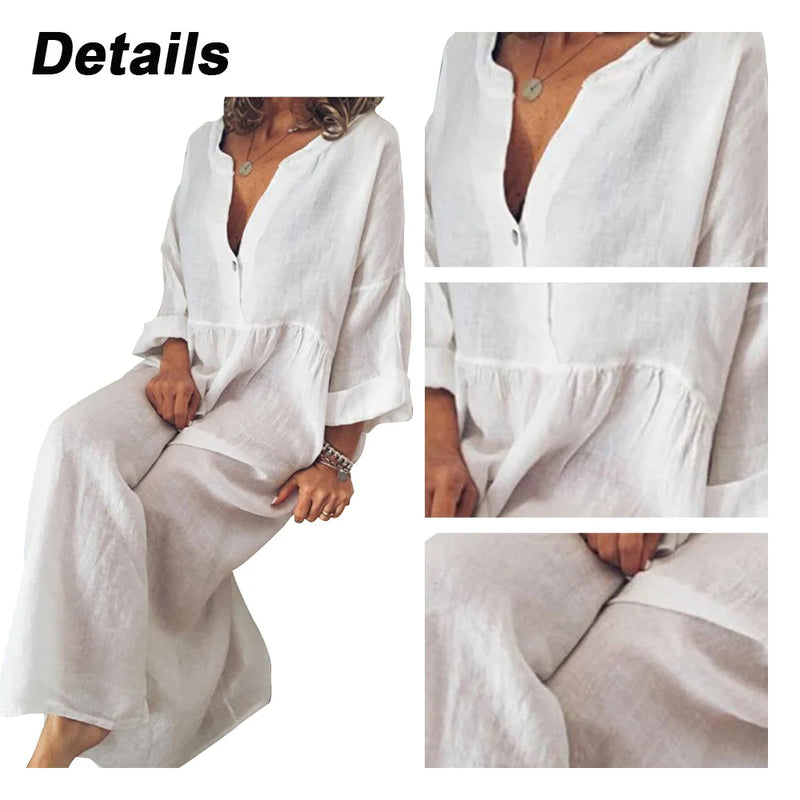 Vestido Longo de Linho de Algodão para Mulheres 2023 Verão Cor Pura Casual Manga Curta Camisa Vestido Praia Roupas Femininas Y2K Vestido Rob