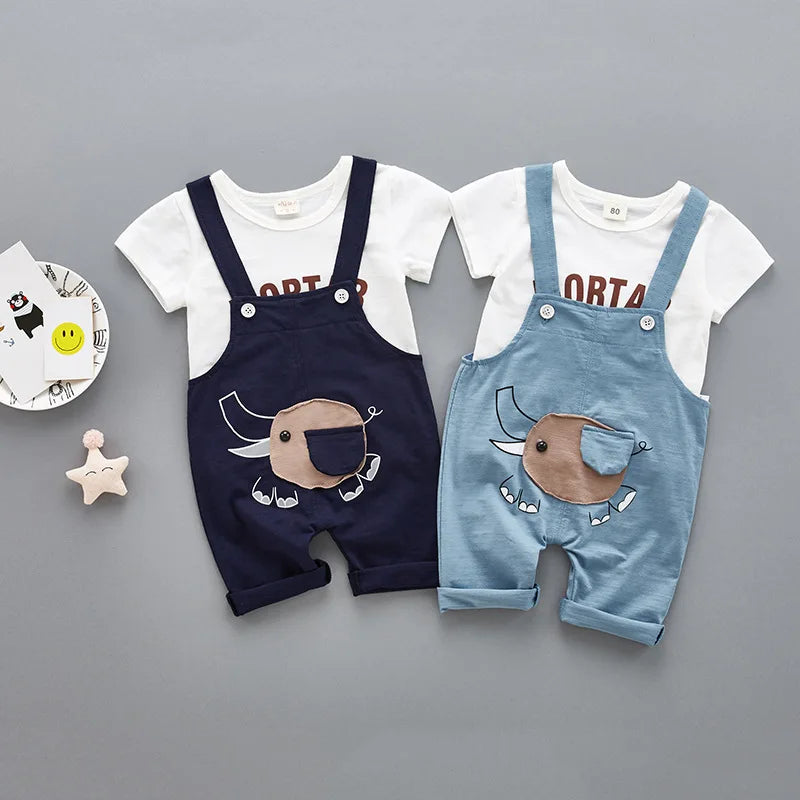 Roupas de Verão para Bebês e Meninos de Manga Curta Algodão Macio & Macacões Para Crianças Roupas Casuais para Meninos Roupas Diárias 0-3Y Roupas