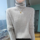 Pilha pescoço camisola mulheres 2025 outono einverno novo 100% puro vison cashmere camisola moda feminina malha pulôver de manga comprida