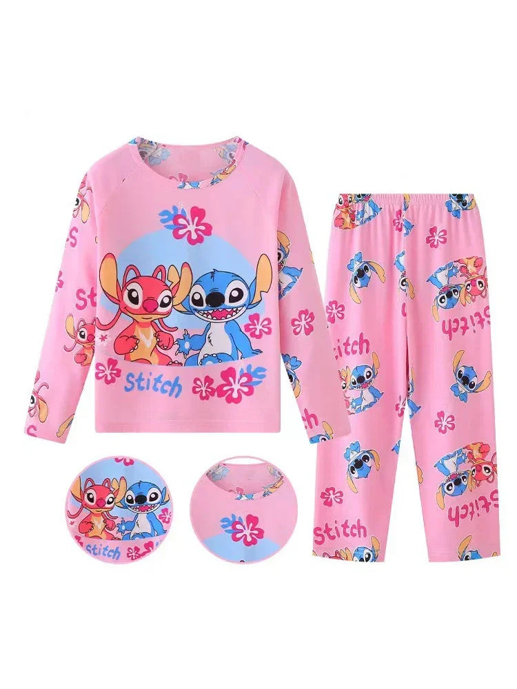 2 pçs/set Novo HOT Disney Stitch Crianças Pijamas para Meninos e Meninas Conjuntos Kid Home Wear Travel Casual Sleepwear Terno Presente Bonito