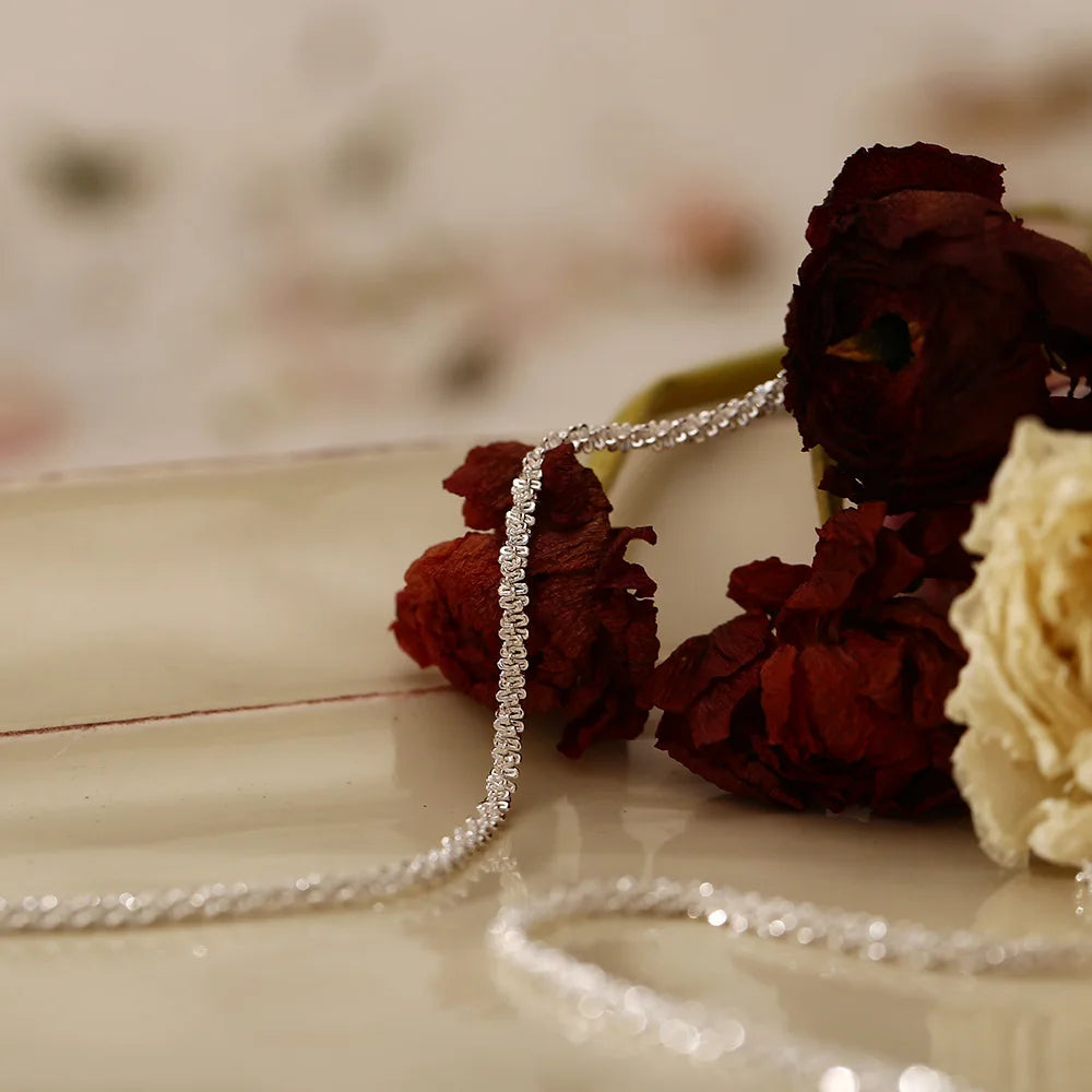 Colar Espumante de Cor Prata Para As Mulheres Na Moda Clavícula Cadeia Gargantilha Meninas Coreano Festa de Casamento Jóias Acessórios