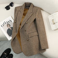 Outono Inverno Novo Blazer Casacos Jaquetas de Lã Feminina Manga Comprida Entalhado Vintage Grosso Outerwears Roupas Femininas Elegantes