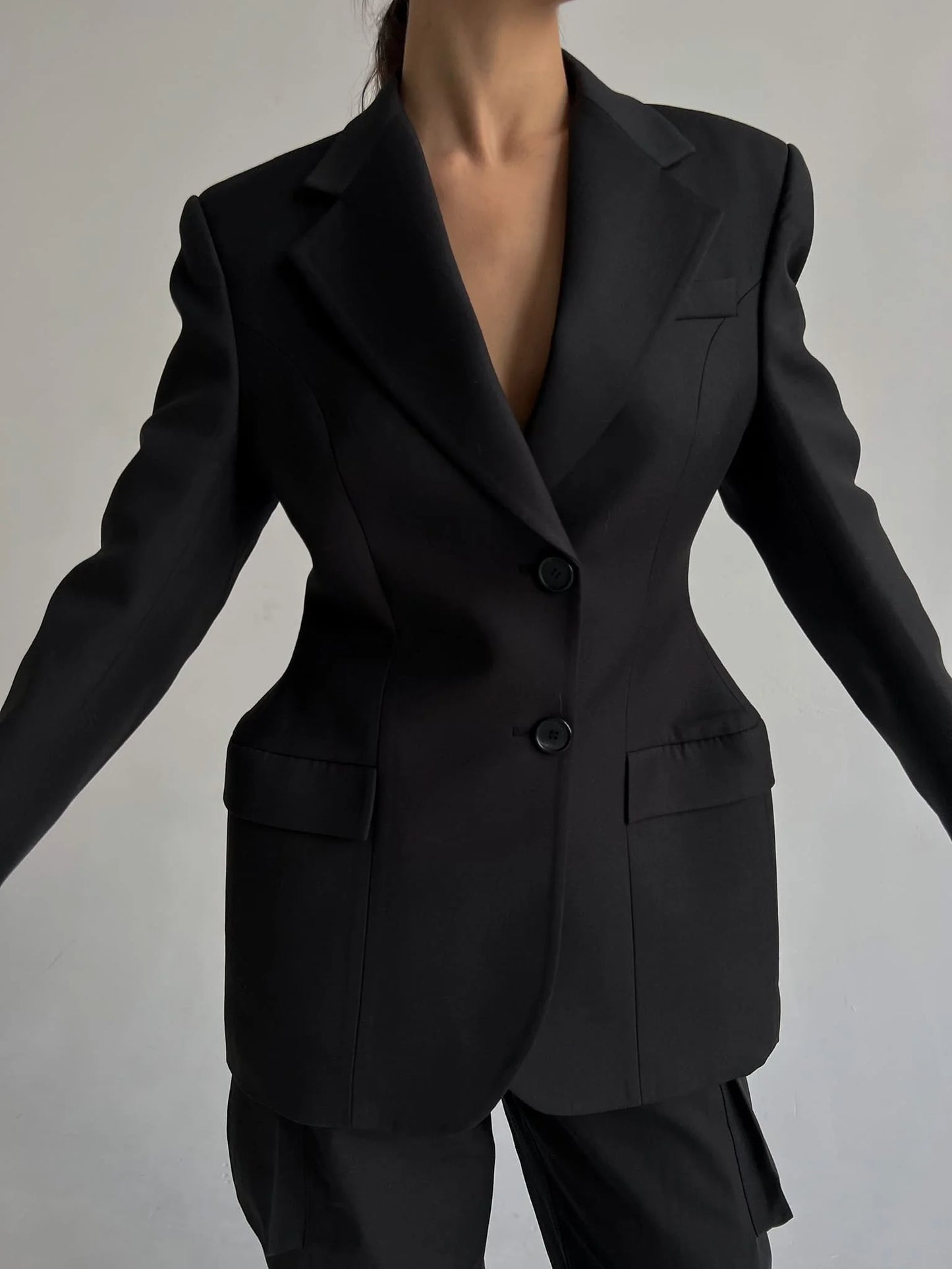 Bornladies Outono Inverno Cintura Fina Chic Blazer Casacos Senhoras Escritório Senhoras Trespassado Moda Ternos Jaqueta Roupas Femininas