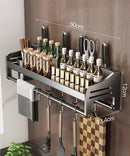 Rack de armazenamento multifuncional Suporte de tábua de corte Utensílios de parede para rack de temperos de cozinha Suporte de colher organizar