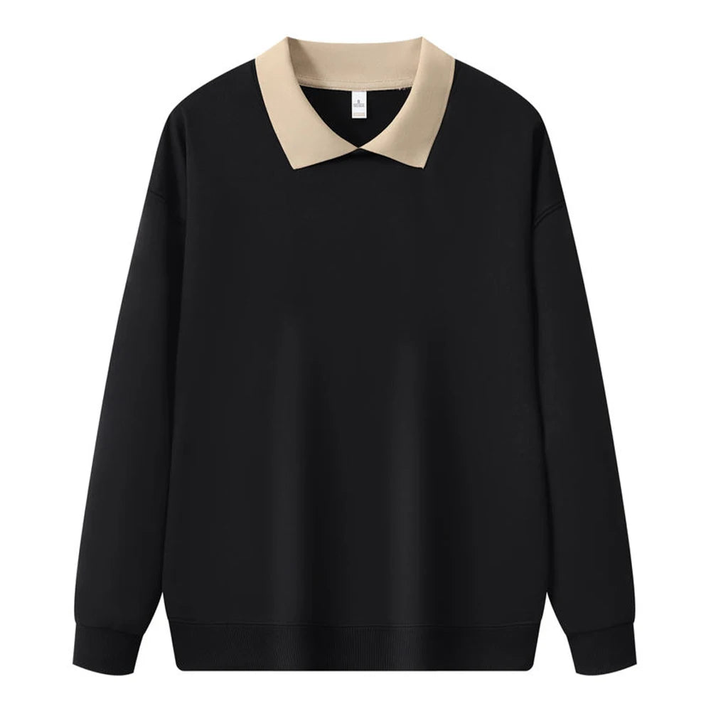 Moletom com capuz de gola polo de manga comprida unissex, blusa de moletom fashion com blocos de cores e patchwork, com capuz para homens, elegante, moletom masculino