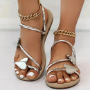 Sandálias planas de coração para mulheres elegantes com dedo aberto para mulher chinelos antiderrapantes ao ar livre sandálias femininas verão 2024 tamanho 43