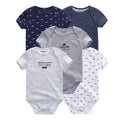 Kiddiezoom 5 Pçs/lote Quatro Estações Moda Dos Desenhos Animados de Manga Curta Do Bebê Menino Menina Bodysuits Macio 100% Algodão Recém-nascido Onesies Roupas