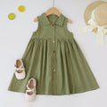 Urso Líder Novo Sólido Bebê Menina Vestido de Algodão Botão Crianças Vestidos de Verão Princesa Vestido de Festa Da Criança Meninas Vestido de Verão Roupas Infantis