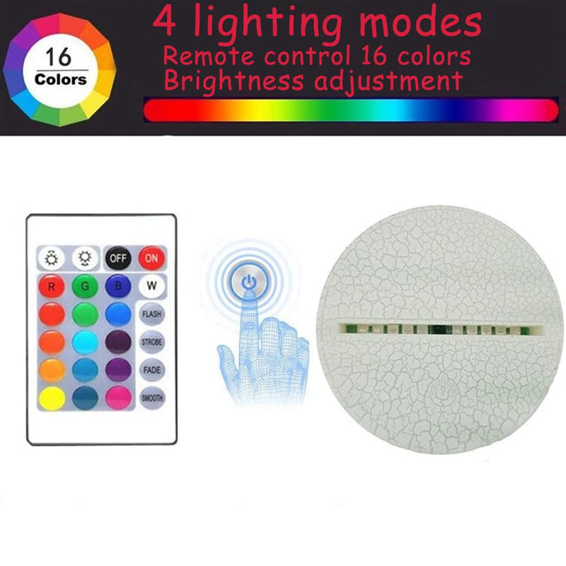 Luz noturna de ponto de ilusão 3D com controle remoto e lâmpada de decoração de quarto de toque inteligente Aniversário Dia dos Namorados Presentes de Natal