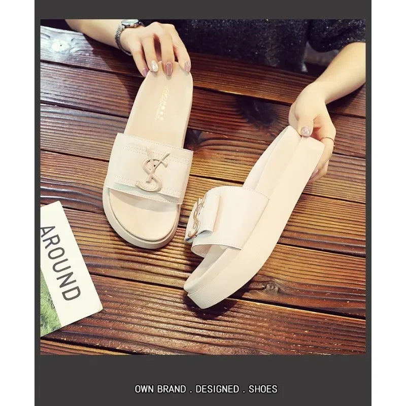Chinelos Sapatos de Verão Mulheres Plataforma Design Slides Letras Da Moda Senhoras Sapatos Chinelo Casual Fora Antiderrapante Chinelos Sandálias