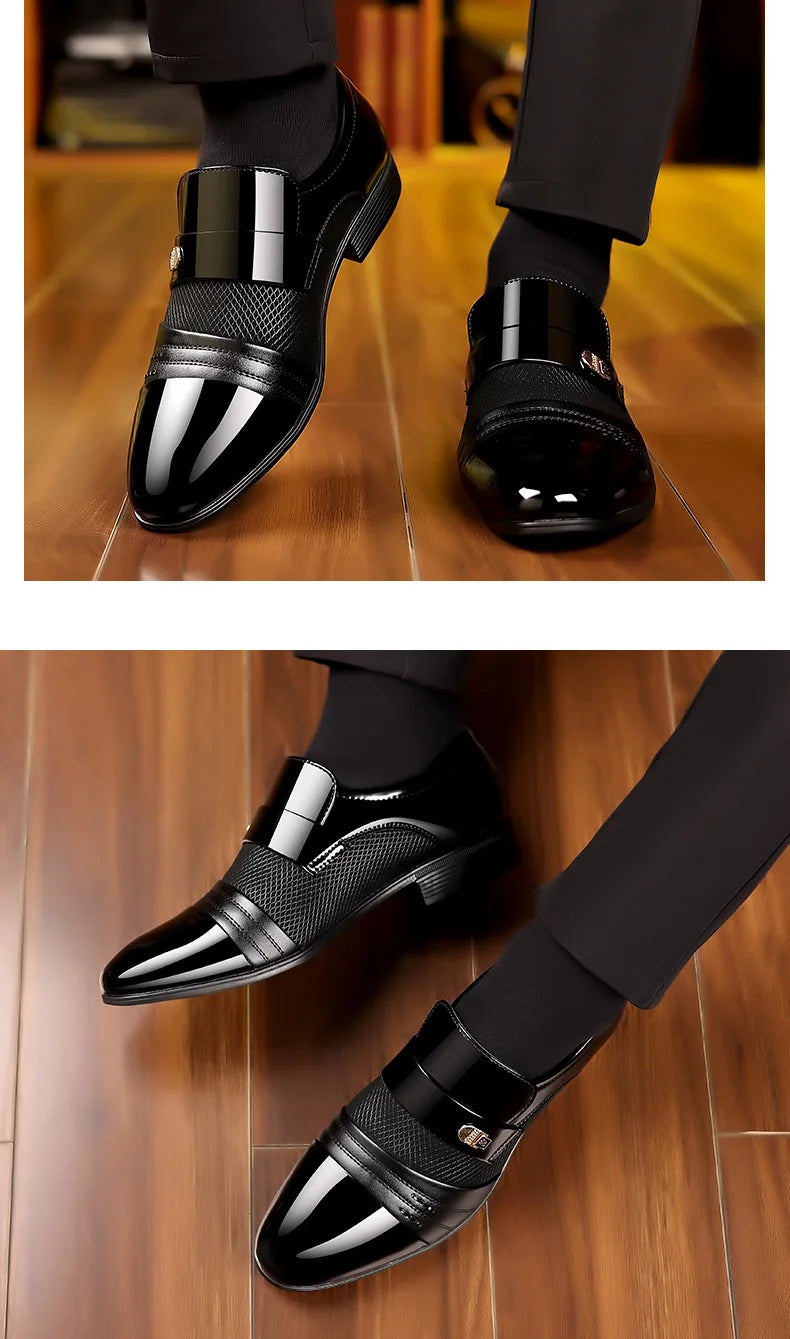 Oxford Sapatos Masculinos de Luxo Laca Sapato de Casamento Apontado Dedo Do Pé Sapatos de Vestido para Homens Clássicos Homens de Negócios Sapatos de Couro Tamanho Grande 38-48