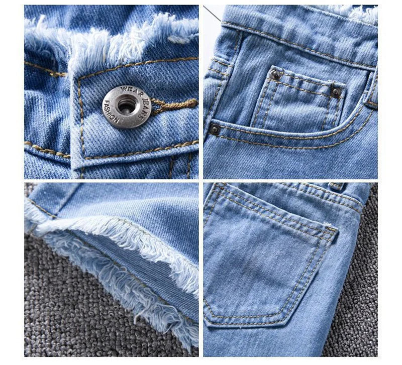 2023 Verão Mulher High Haist Jeans Shorts Moda Ásperas Denim Calças Curtas Colegial Calças Casuais Azul Preto Branco Jeans