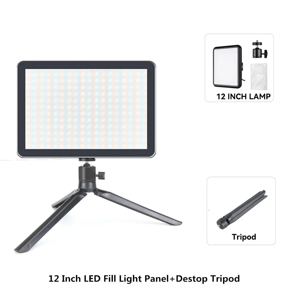 Luz de Videoconferência LED para Fotografia, Luz de Preenchimento Dimmable para Estúdio de Fotografia, Lâmpada de Preenchimento para Transmissão ao Vivo no Tiktok e Youtube