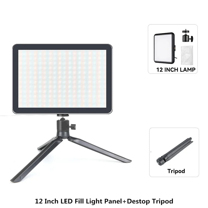 Luz de Videoconferência LED para Fotografia, Luz de Preenchimento Dimmable para Estúdio de Fotografia, Lâmpada de Preenchimento para Transmissão ao Vivo no Tiktok e Youtube