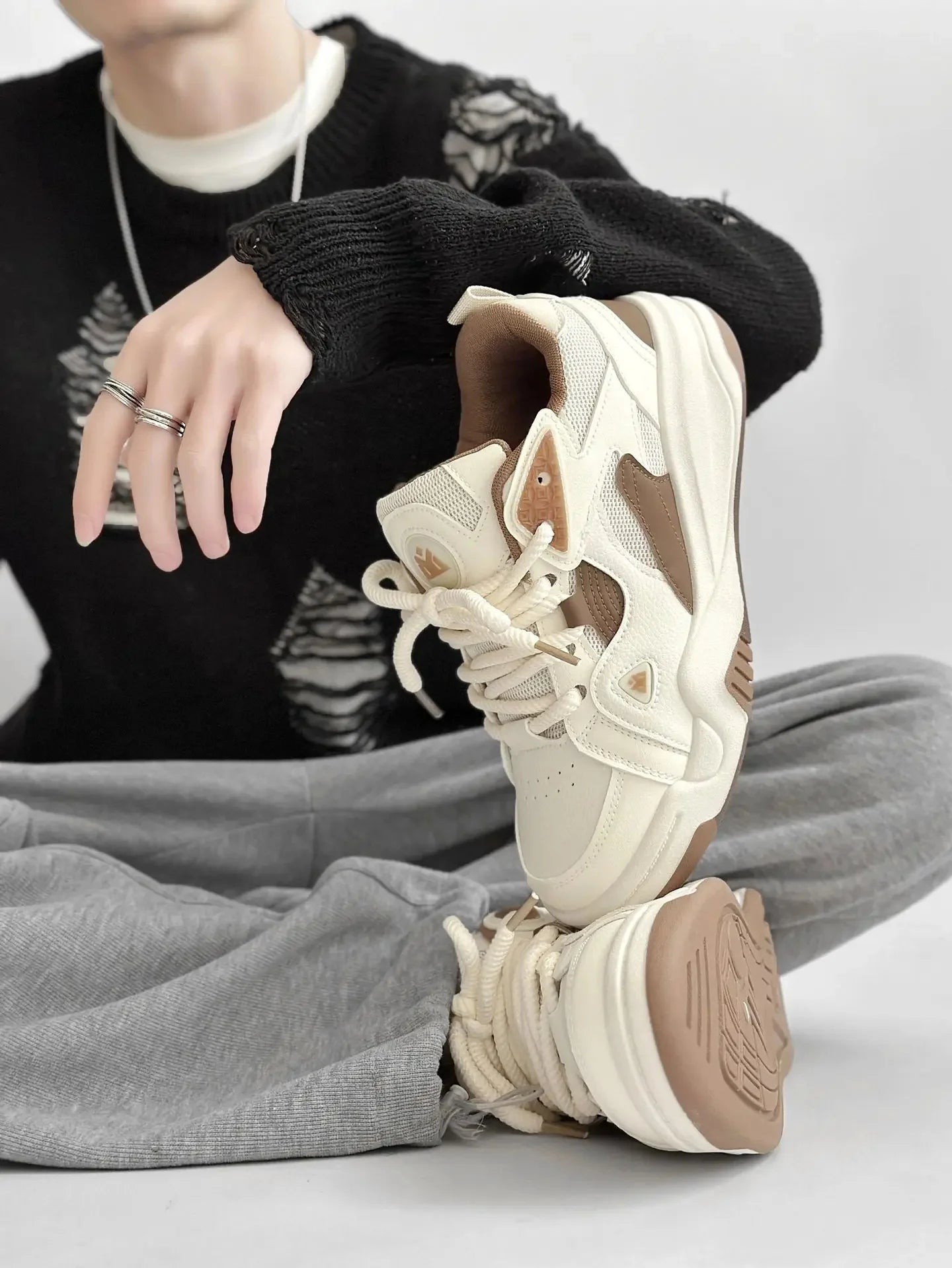 Sapatos masculinos casuais da moda NicheDesign Pão Plus Size Estudante Sistema de Fundo Grosso Sapatos Respirável Verão EVA Tênis