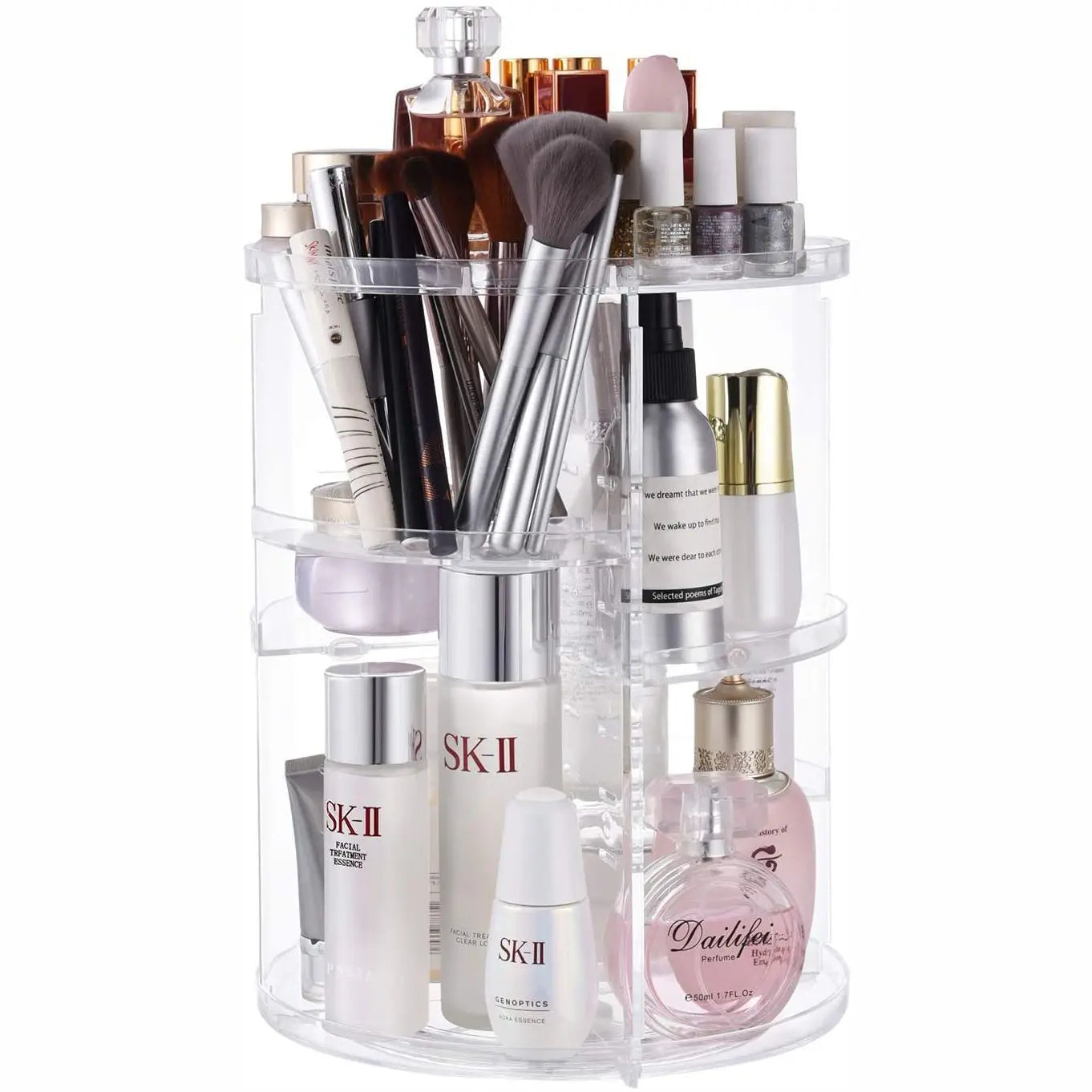 Armário de Armazenamento de Cosméticos Transparente Rotativo com Prateleira de Acrílico de Alta Capacidade