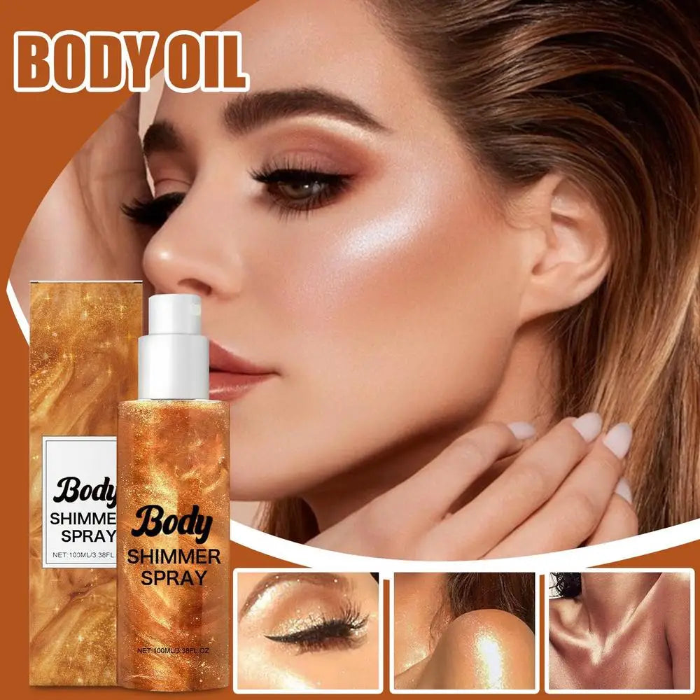 Spray de Brilho Corporal Bronze Iluminador Corporal