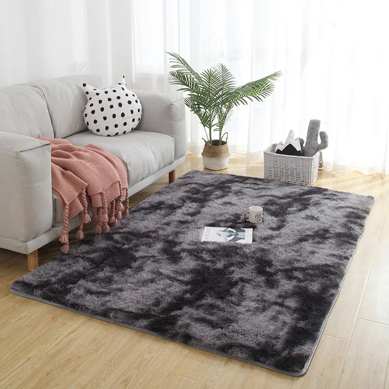 Tapete cinza para sala de estar Tapete de pelúcia Cama Quarto Chão Tapetes fofos Antiderrapantes Tapetes de decoração para casa Tapetes de veludo macio Cobertor de quarto infantil