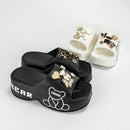 Novo urso preto e branco com sola grossa sandálias e chinelos femininos E19