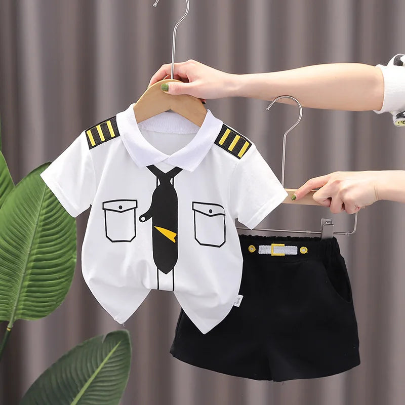 Crianças Roupas mãe Crianças Roupas Crianças Conjuntos Meninos T-shirt Shorts Verão Algodão Manga Curta moda Suit2PCS