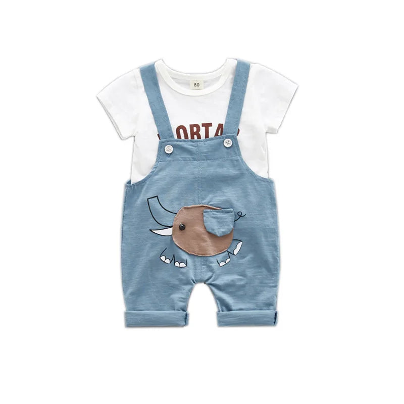 Roupas de Verão para Bebês e Meninos de Manga Curta Algodão Macio & Macacões Para Crianças Roupas Casuais para Meninos Roupas Diárias 0-3Y Roupas