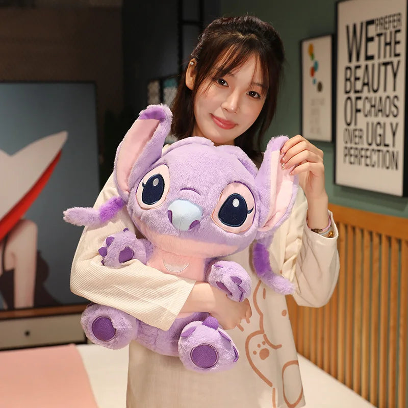 Miniso Kawaii Disney Lilo & Stitch Brinquedo de Pelúcia Kawaii Soft Blue Purple Elf Disney Lilo & Stitch Boneco de Pelúcia Anime Filme Presente de Natal