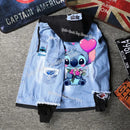 Lilo&stitch Hip Hop Jaquetas Jeans com Capuz para Homens Roupas Femininas Outono Inverno Jaqueta Masculina Patchwork Jaqueta Jeans Streetwear Roupas