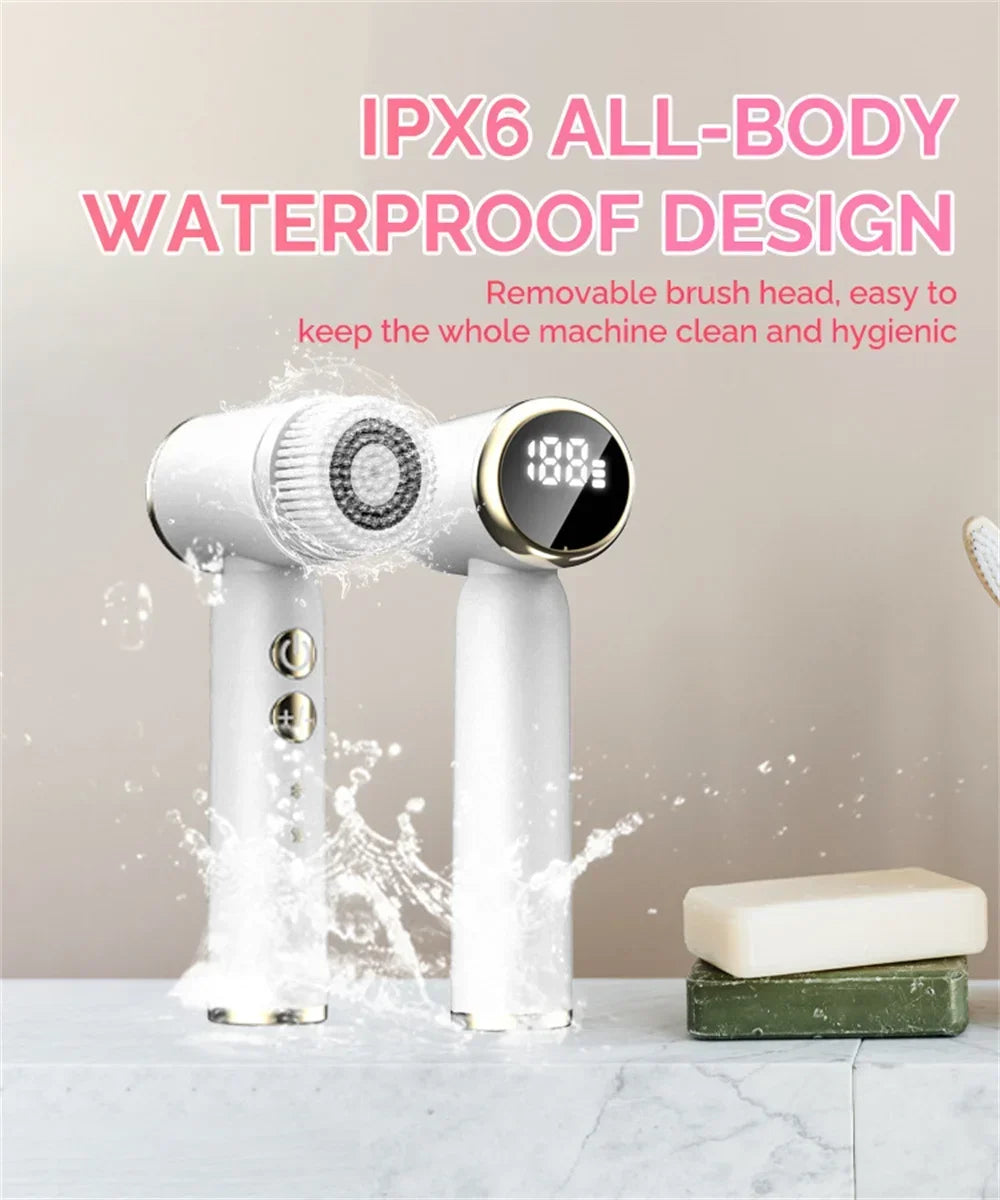 Dispositivo de Limpeza Facial Elétrico LED 6 em 1, Escova de Lavagem Facial, Escova de Limpeza Facial, Mini Hifu, Cuidados com a Pele, Carregador USB