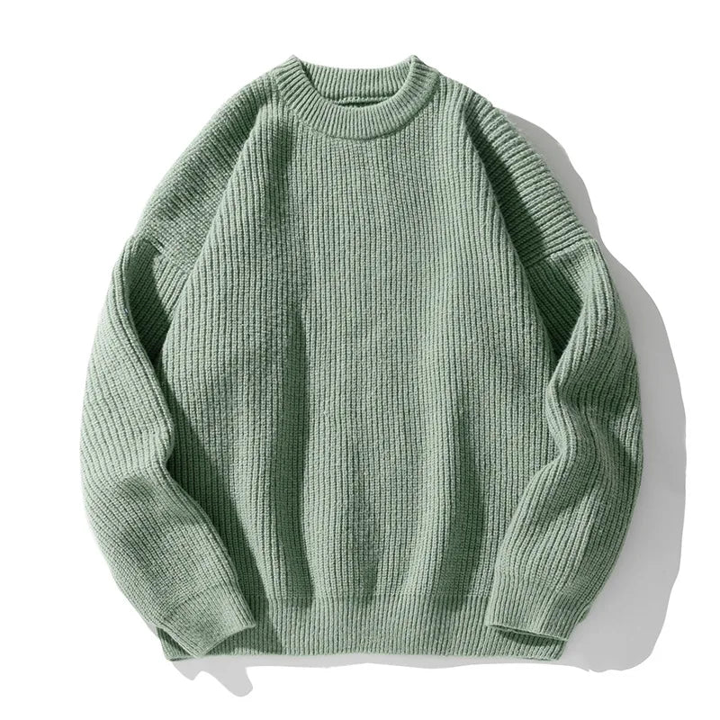 Suéter de gola redonda, cor sólida, básico, masculino, feminino, outono, inverno, parcimonioso, simples, casal, suéter de malha, quente, macio