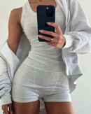 Ternos de Estilo Urbano para Mulheres 2025 Primavera Verão Última Cor Sólida Elegante Apertado 2Pcs Top de Regata com Decote em U&Casual Conjunto de Shorts de Cintura Alta