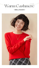 Pulôver feminino outono/inverno 100% puro suéter de caxemira casual suéter de malha gola redonda solto Tops básico versátil Blusa