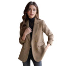 Outono Inverno Novo Blazer Casacos Jaquetas de Lã Feminina Manga Comprida Entalhado Vintage Grosso Outerwears Roupas Femininas Elegantes