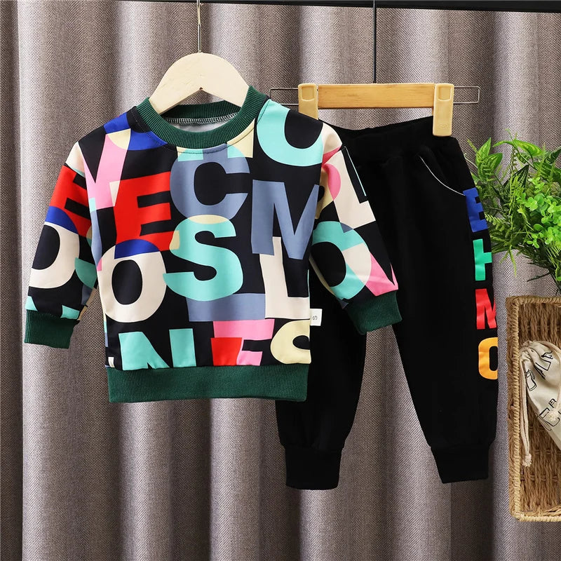 Nova Primavera Outono Bebê Menina Roupas Meninos Roupas Crianças Casual T-Shirt Calças 2 Pçs/jogos Criança Traje Esportivo Crianças Fatos de Treino
