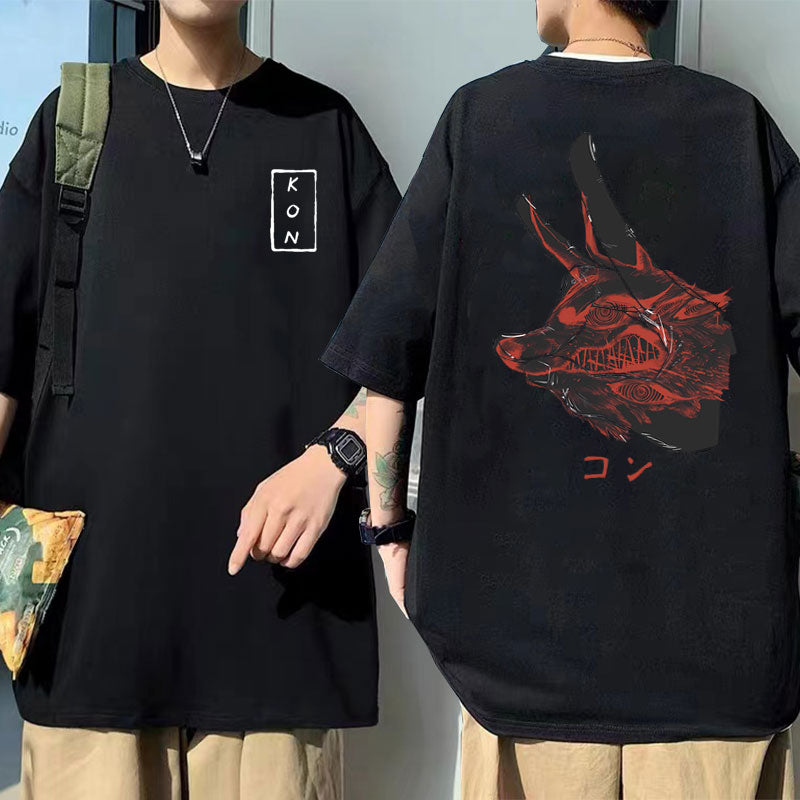 Camiseta masculina de desenho animado de anime japonês Kon, camiseta esportiva solta de corrida, camiseta grande de manga curta de algodão, camiseta masculina de verão